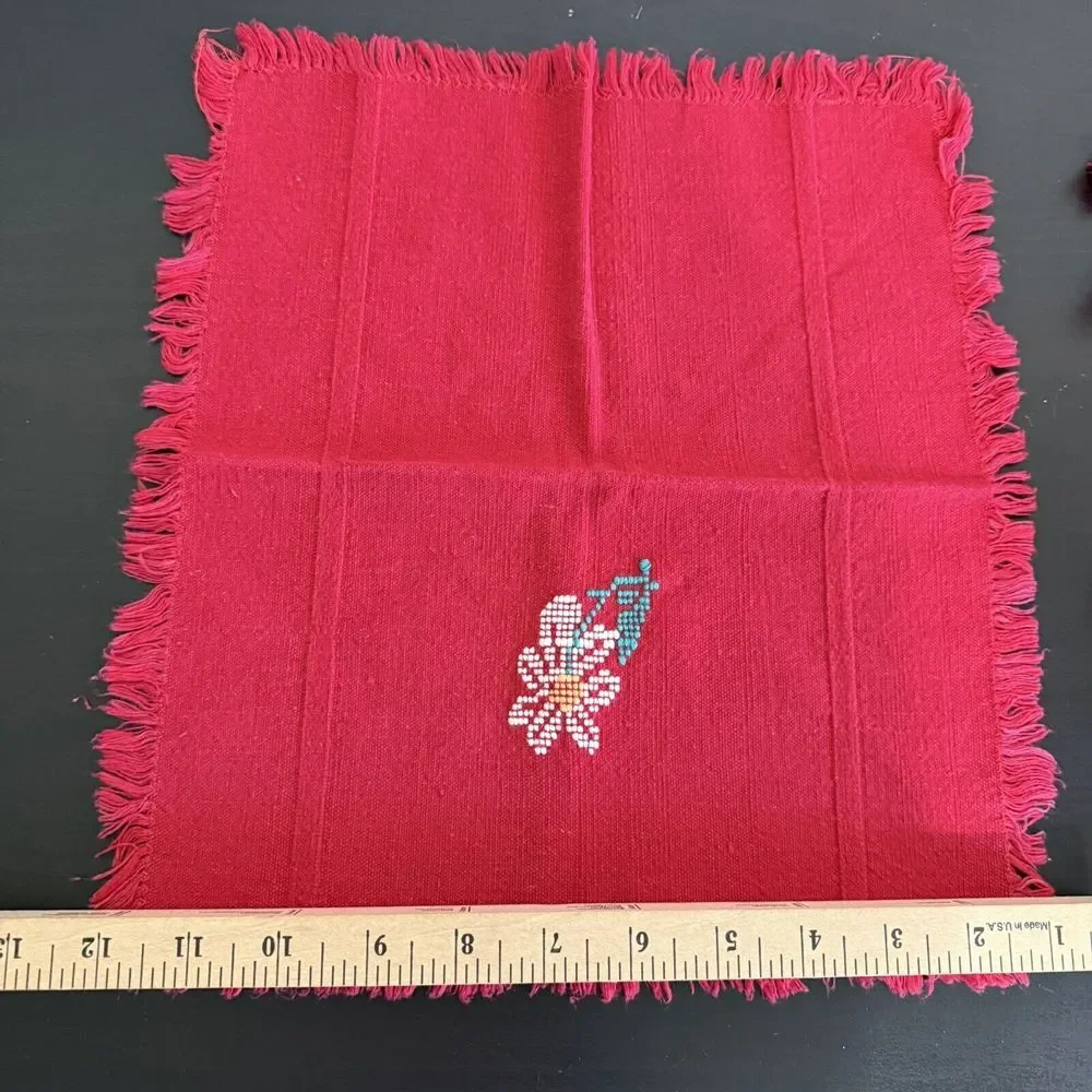 Vintage Cross Stitch Linen Napkins Lot of 13
